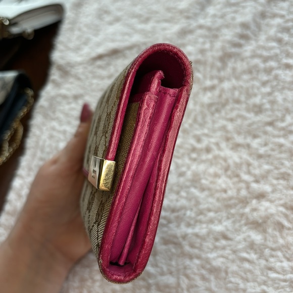 SALE🛍️ Gucci Wallet Canvas w Pink Leather - Picture 5 of 8
